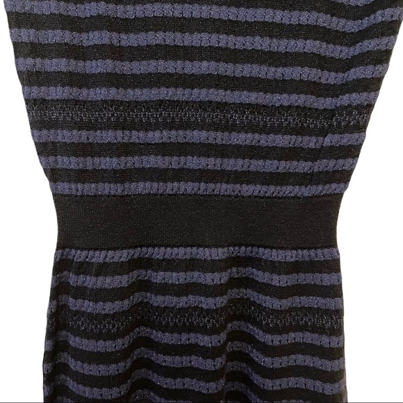 NWT Zara Knit Stretch Blue Black Knit Stripe Dress Size Small - Picture 7 of 12